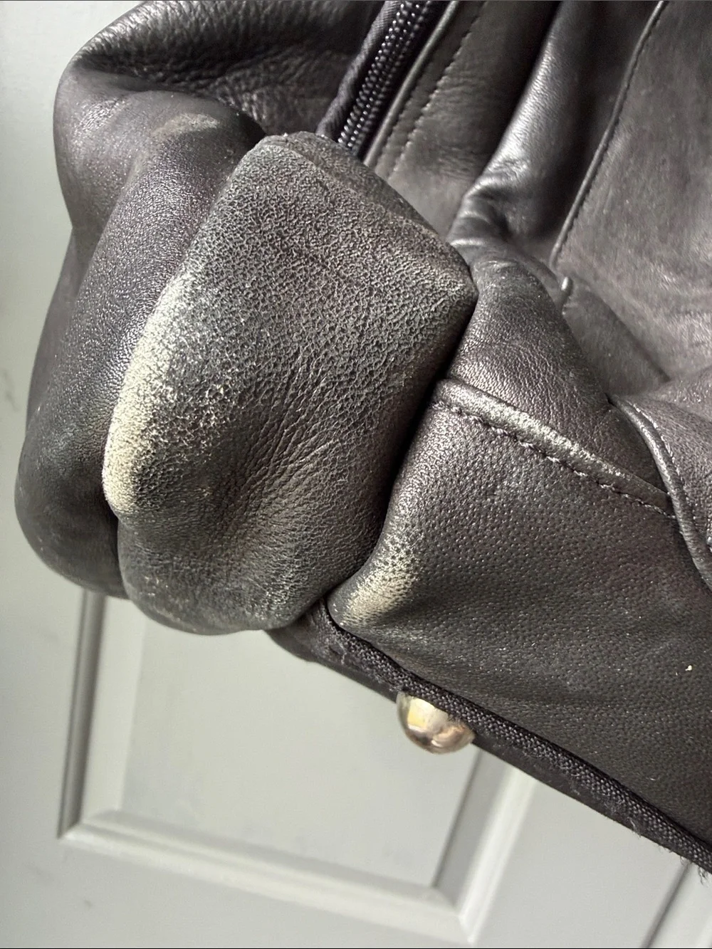 Black Leather Duffel Bag - Unbranded